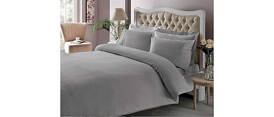 Taç Nevresim Takımı Premium Basic King Size Stripe Antrasit 3707