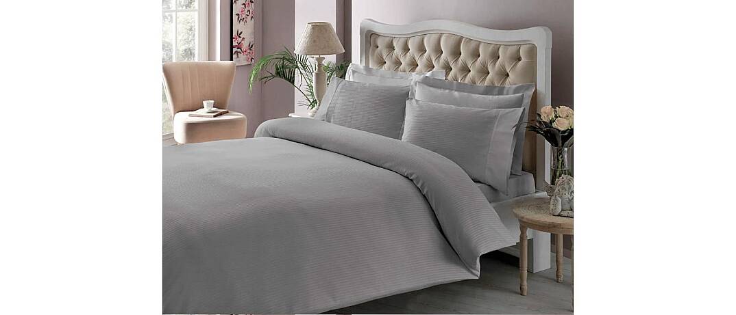 Taç Nevresim Takımı Premium Basic King Size Stripe Antrasit 3707 - 1