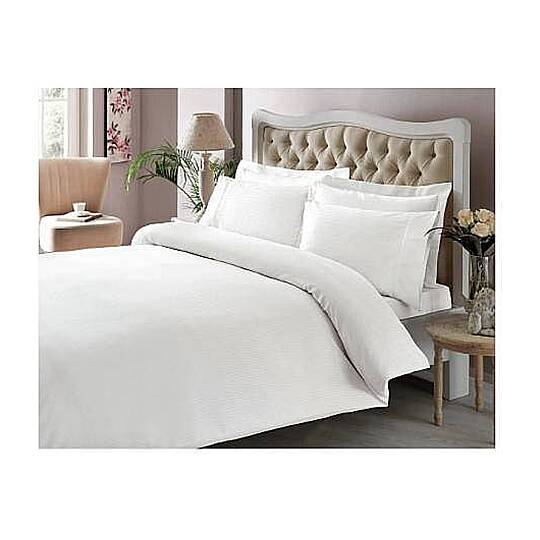 Taç Nevresim Takımı Premium Basic King Size Stripe Beyaz 3707